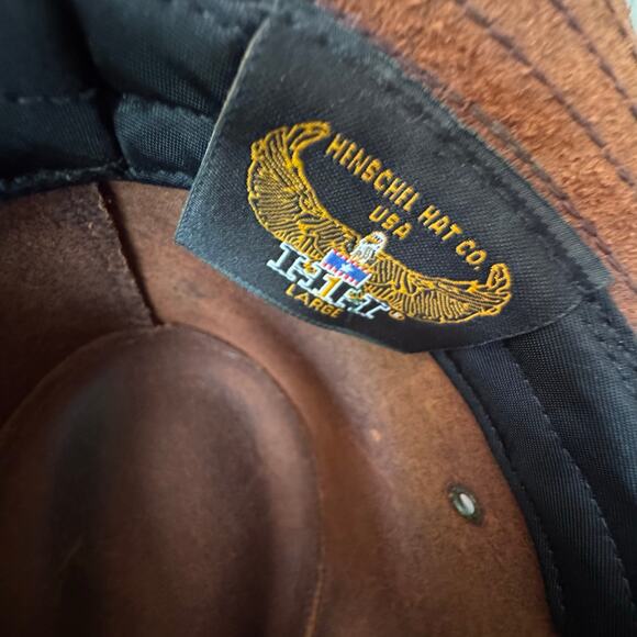 Henschel Hat Company USA HH Brown Leather Western Cowboy Hat Size Large - Picture 9 of 9